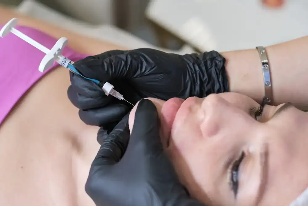 Woman receiving Botox injection at Dolce Aesthetics clinic.